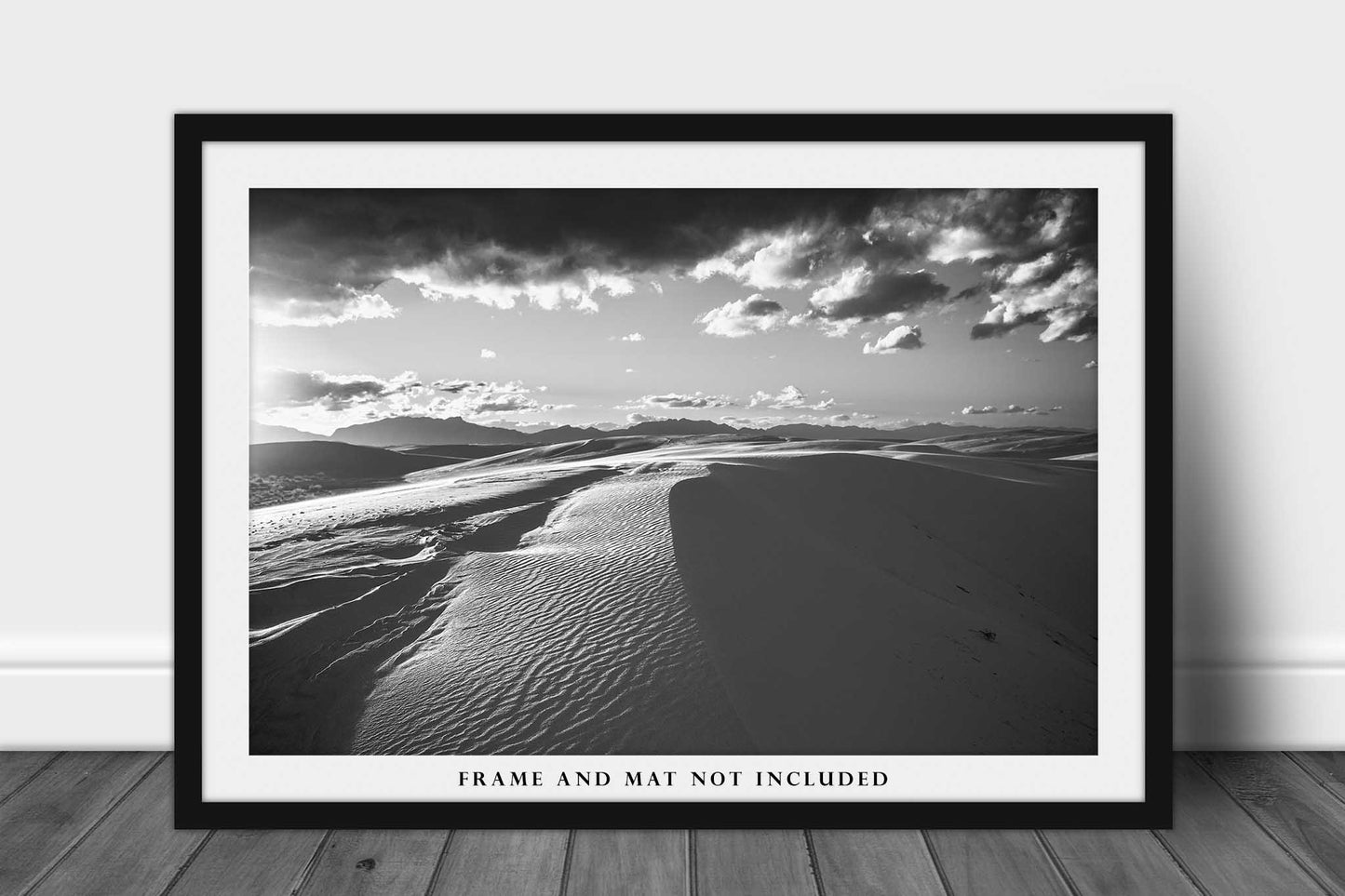 White Sands National Park Photography Print (Not Framed) Black and White Picture of Sand Dunes with Shadows in New Mexico Desert Wall Art Southwestern Decor