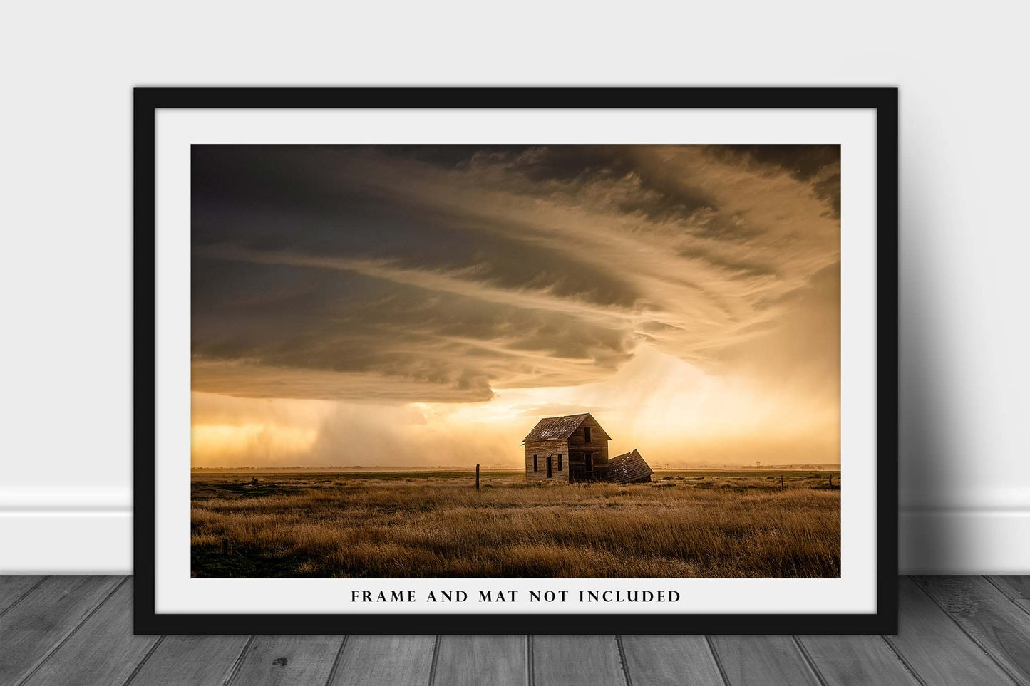 Storm Photography Print - Picture of Thunderstorm Approaching Abandoned House at Sunset in Colorado - Moody Country Farmhouse Wall Art Decor