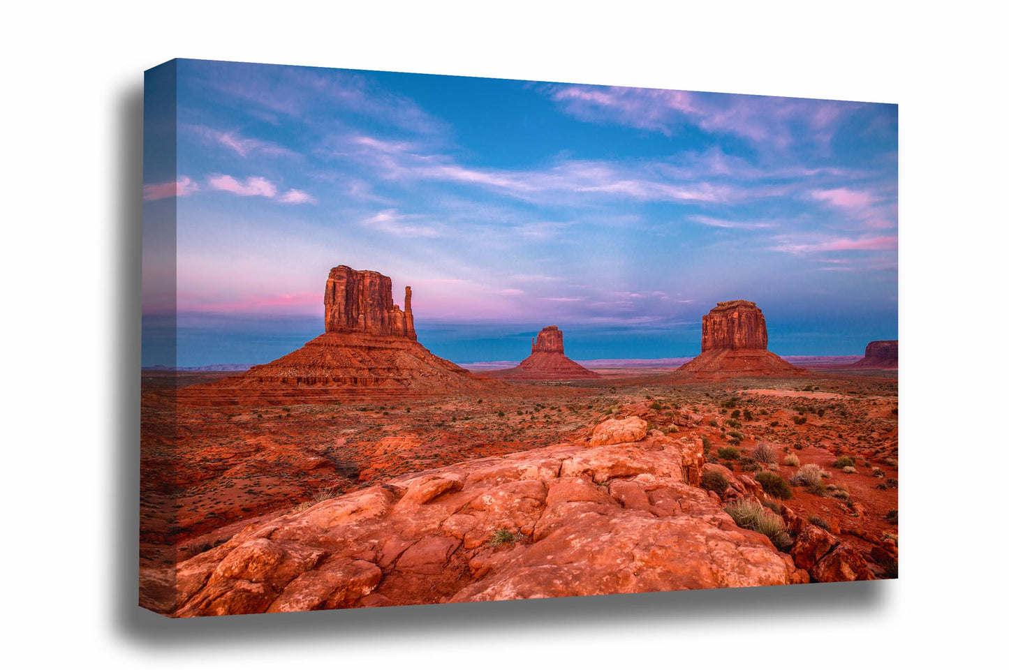 Western landscape canvas wall art of Monument Valley at sunset along the Arizona and Utah state line by Sean Ramsey of Southern Plains Photography.