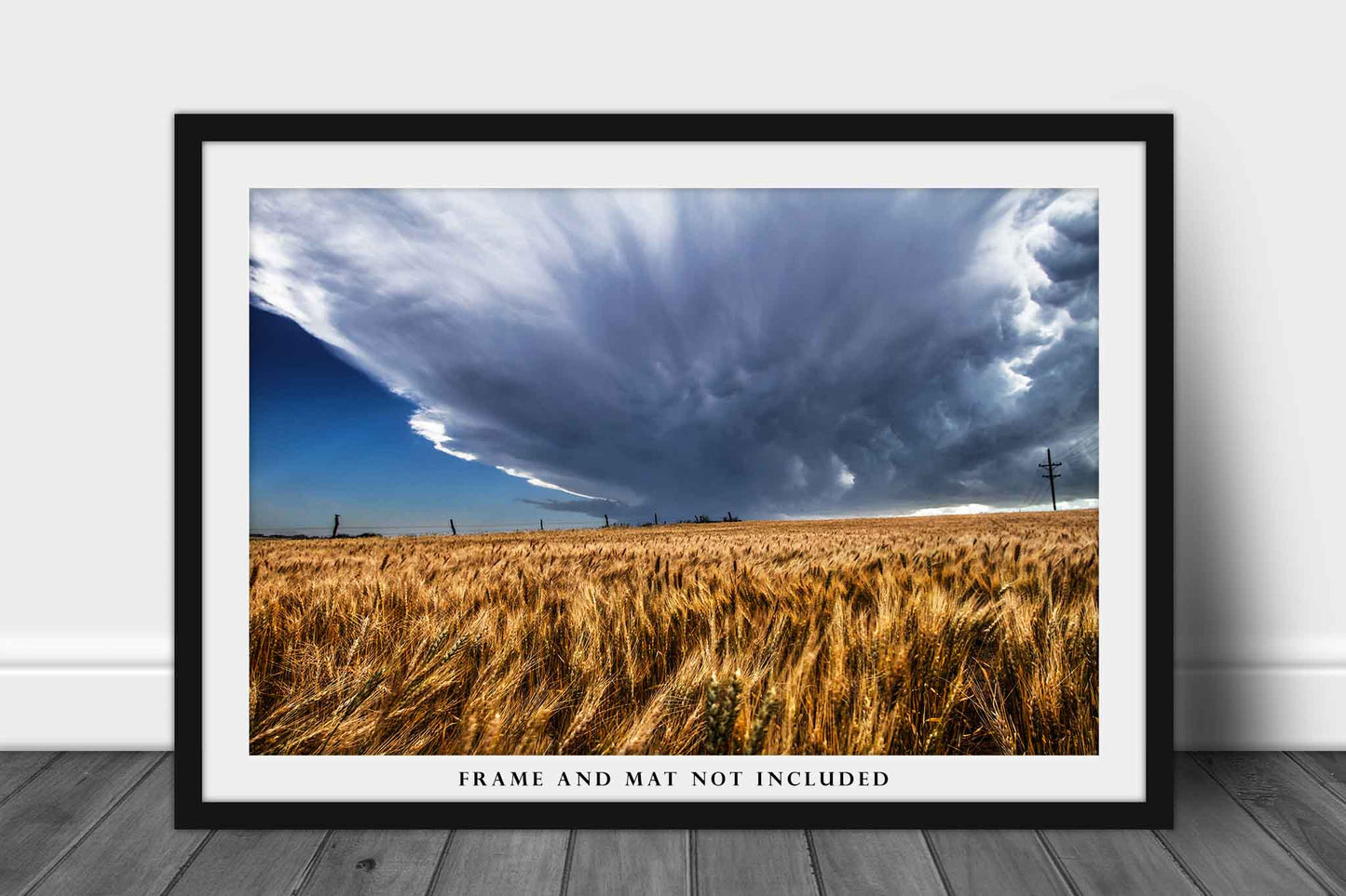 Country Photography Print (Not Framed) Picture of Thunderstorm Brewing Over Amber Wheat Field on Stormy Spring Day in Kansas Farm Wall Art Great Plains Decor