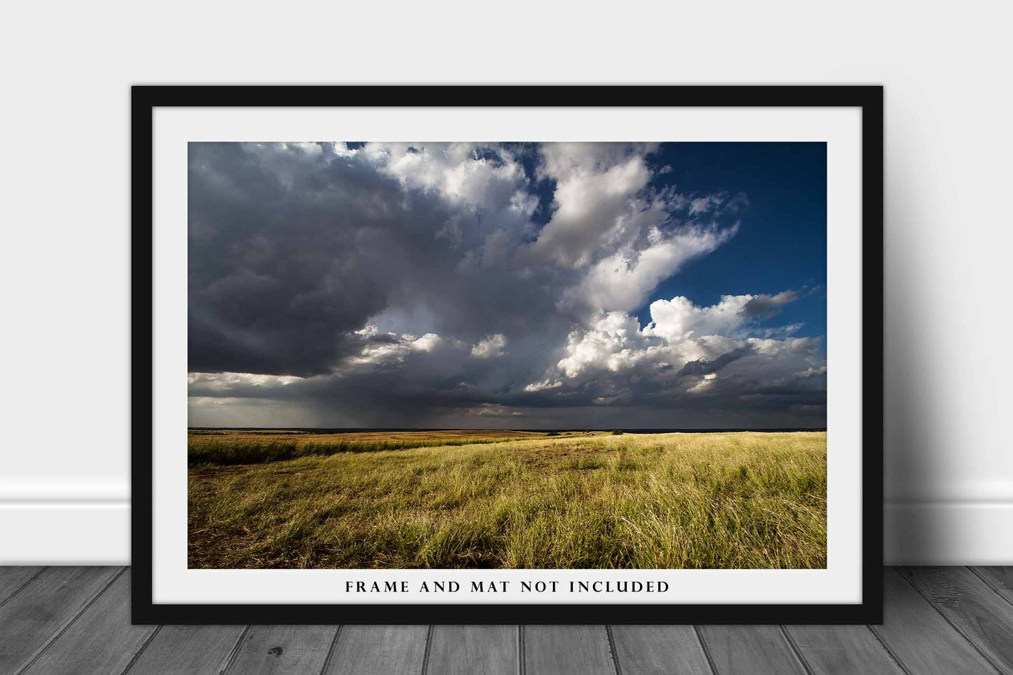Great Plains Photography Print (Not Framed) Picture of Storm Clouds Building Over Golden Prairie in Oklahoma Sky Wall Art Western Decor