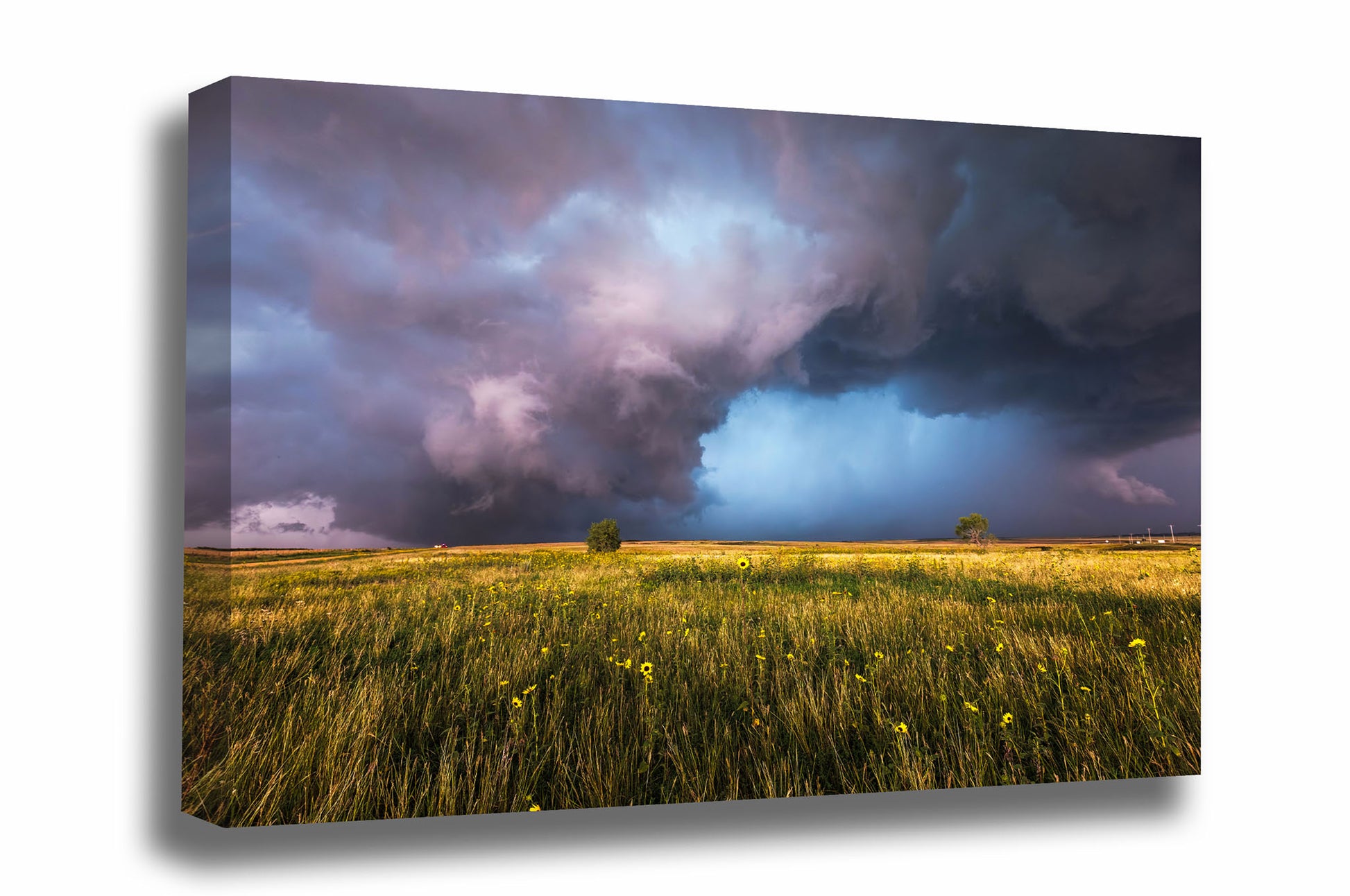 Storm gallery wrapped canvas wall art of a supercell thunderstorm over a prairie landscape on a stormy spring day in Oklahoma by Sean Ramsey of Southern Plains Photography.