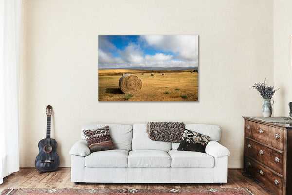 Canvas Wall Art | Round Hay Bale Picture | Great Plains Gallery Wrap | South Dakota Photography | Prairie Decor