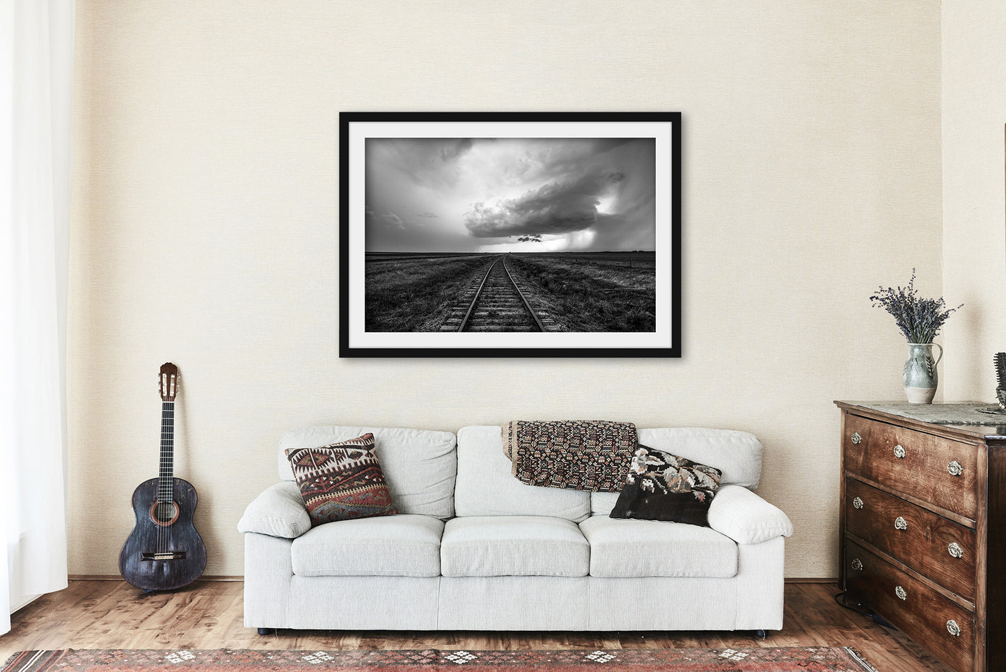 Storm Framed and Matted Print | Wanderlust Photo | Kansas Decor | Train Tracks Photography | Railroad Wall Art | Ready to Hang