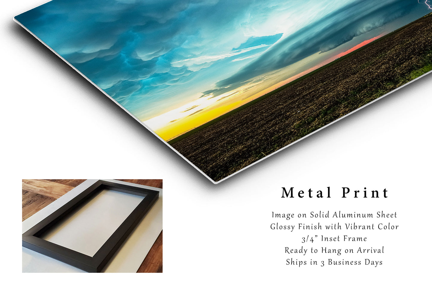 Storm Metal Print | Supercell Thunderstorm Photography | Lightning Wall Art | Kansas Photo | Nature Decor | Ready to Hang