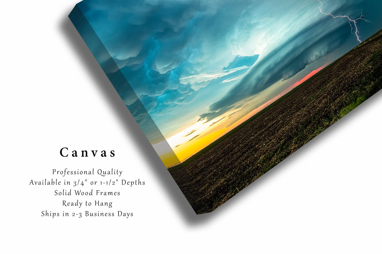 Storm Canvas | Supercell Thunderstorm Gallery Wrap | Lightning Photography | Kansas Wall Art | Nature Decor | Ready to Hang