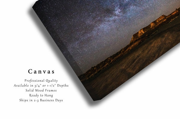 Night Sky Canvas Wall Art - Gallery Wrap of Milky Way Over Mesa in Arizona - Celestial Desert Photography Artwork Photo Decor