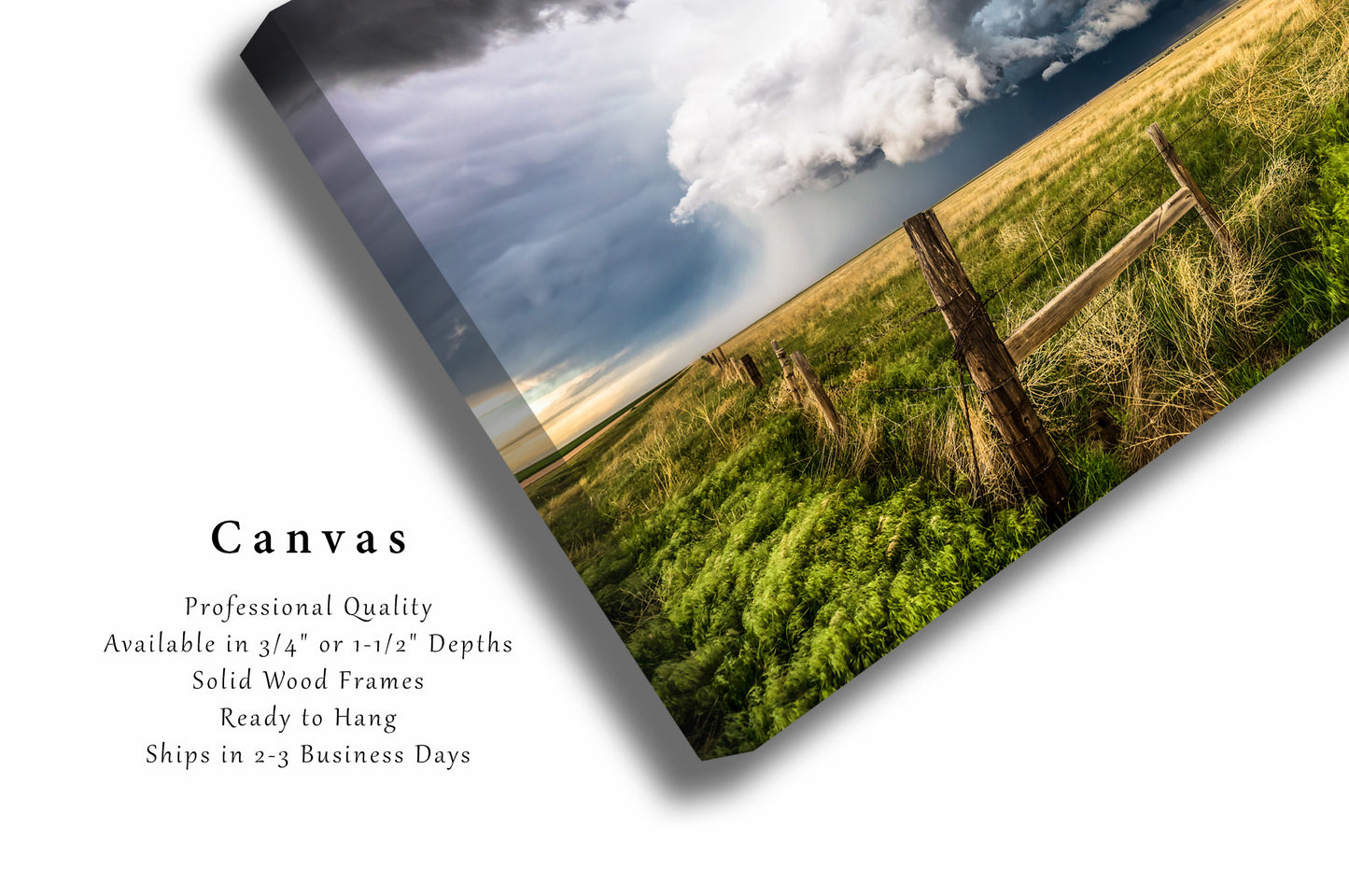 Landscape Canvas Wall Art - Gallery Wrap of Thunderstorm Over Prairie on Spring Day in Colorado - Ready to Hang Weather Photo Artwork Decor