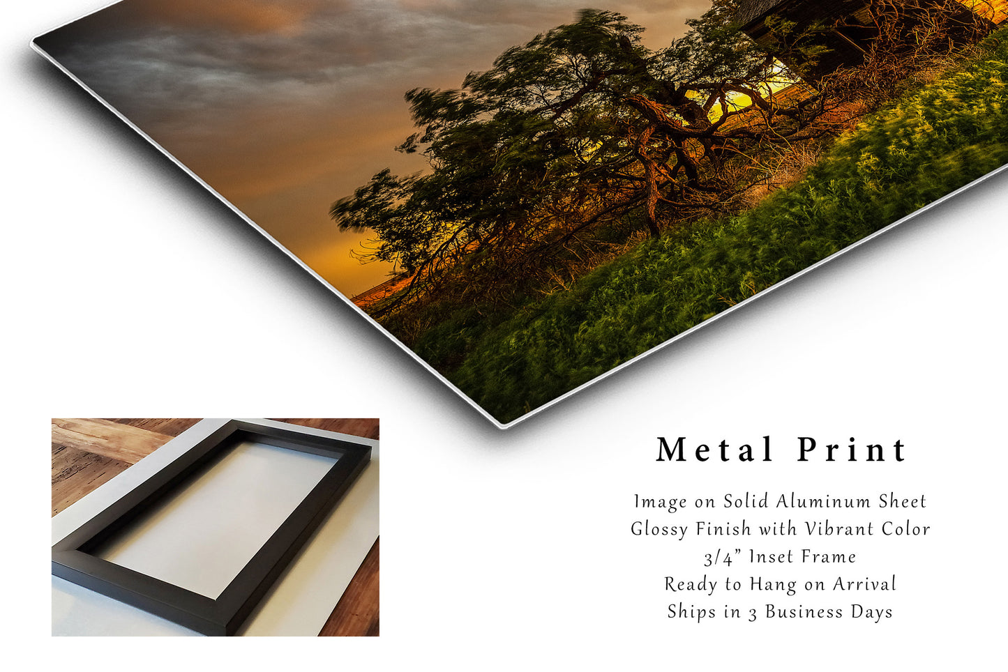 Metal Print | Barn at Sunset Photo | Oklahoma Artwork | Great Plains Wall Art | Country Photography | Farmhouse Decor