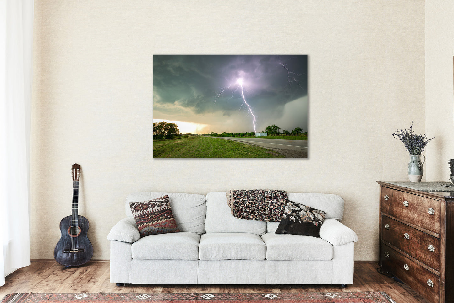 Canvas Wall Art | Lightning Bolt Photo | Extreme Weather Gallery Wrap | Kansas Photography | Storm Picture | Thunderstorm Decor