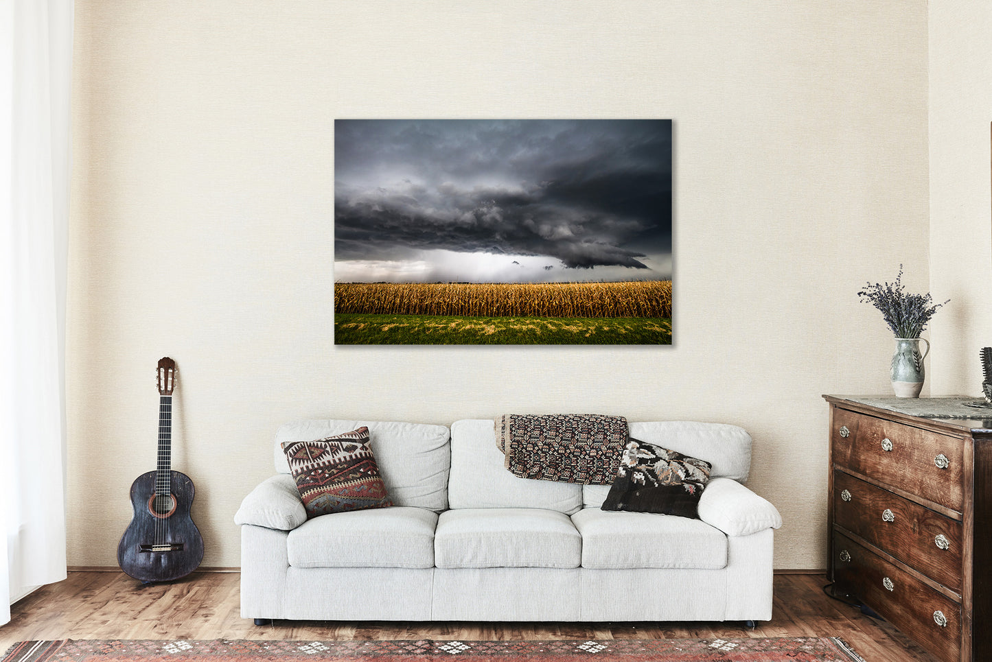 Canvas Wall Art | Storm Over Corn Field Picture | Country Gallery Wrap | Kansas Photography | Thunderstorm Photo | Farm Decor
