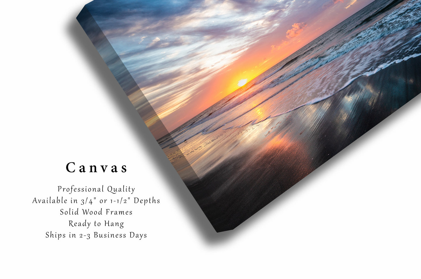 Coastal Canvas Wall Art (Ready to Hang) Gallery Wrap of Scenic Sunrise Over Beach at Hilton Head Island South Carolina Seascape Photography Atlantic Coast Decor