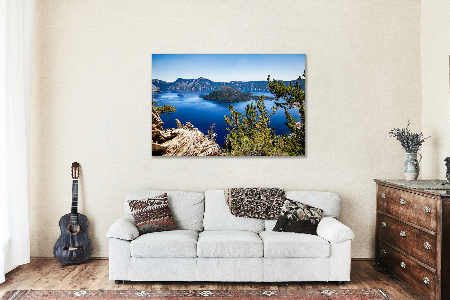 Pacific Northwest Metal Print (Ready to Hang) Photo on Aluminum of Crater Lake on Summer Day in Oregon Cascade Range Wall Art Nature Decor