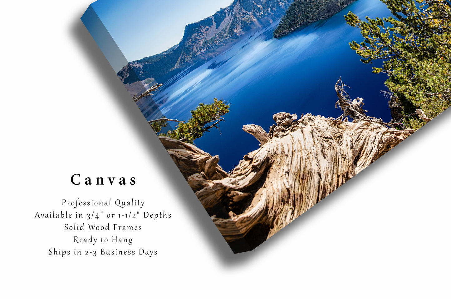 Pacific Northwest Canvas Wall Art - Gallery Wrap of Crater Lake on Summer Day in Oregon - National Park Landscape Photo Artwork Decor