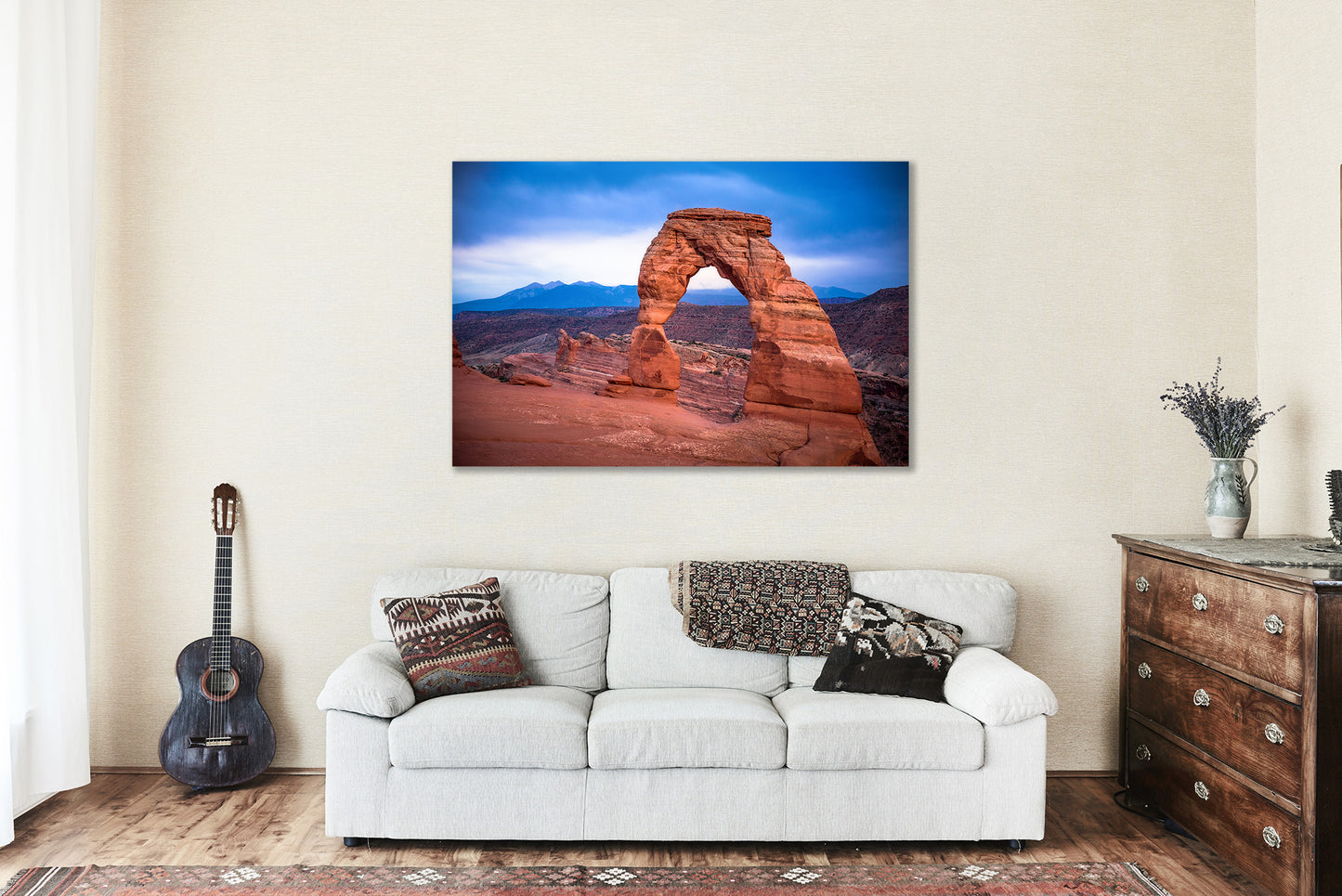 Desert Metal Print (Ready to Hang) Photo on Aluminum of Delicate Arch on Rainy Evening in Arches National Park Utah Western Wall Art Southwestern Decor