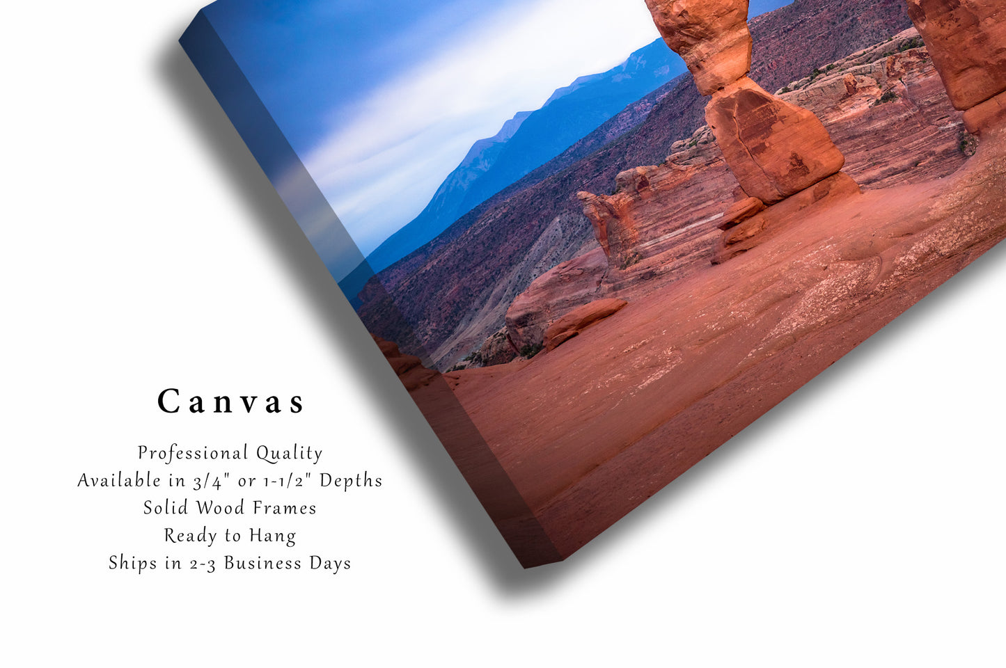Desert Canvas Wall Art (Ready to Hang) Gallery Wrap of Delicate Arch on Rainy Evening in Arches National Park Utah Western Photography Southwestern Decor
