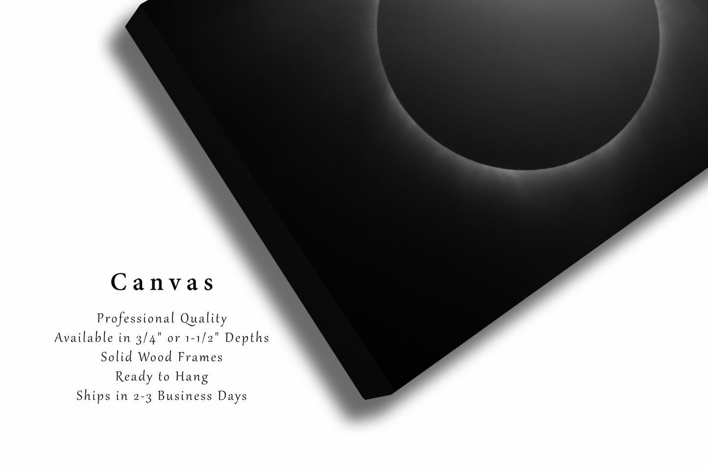 Celestial Canvas Wall Art | Total Solar Eclipse Photo | Black and White Gallery Wrap | Nebraska Photography | Sun Moon Picture | Space Decor
