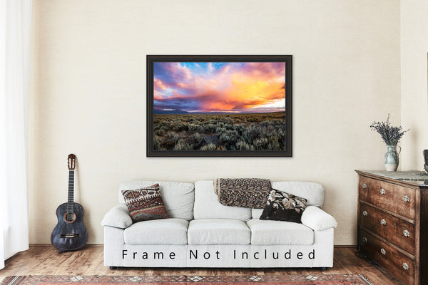 Southwestern Metal Print - Colorful Storm Cloud Over Sagebrush at Sunset Near Taos New Mexico - Western Landscape Wall Art Monsoon Decor