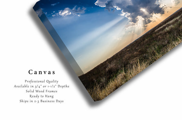 Canvas Wall Art | Sunbeams Bursting Behind Cloud Picture | Celestial Gallery Wrap | Kansas Photography | Nature Decor
