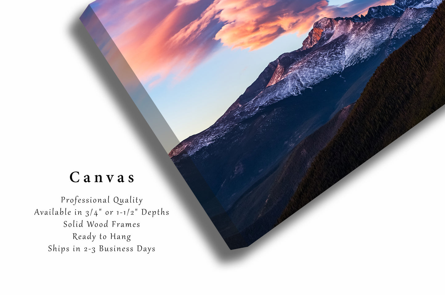 Canvas Wall Art - Gallery Wrap of Cloud Rising Above Longs Peak on Autumn Morning in Colorado Rocky Mountains Western Decor Artwork