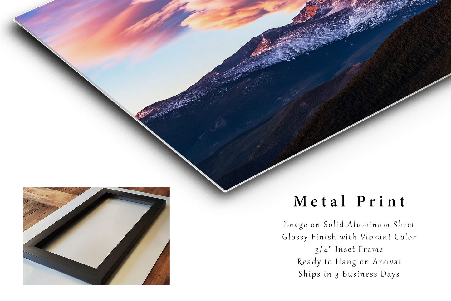 Rocky Mountain National Park Metal Print (Ready to Hang) Photo on Aluminum of Longs Peak with Cloud Rising Above at Sunrise in Colorado Western Wall Art Nature Decor