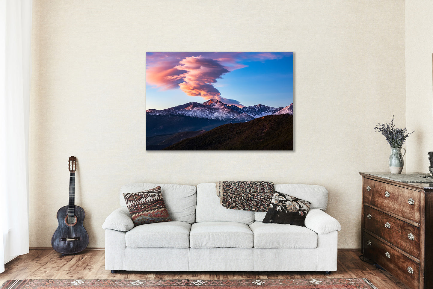 Rocky Mountain National Park Metal Print (Ready to Hang) Photo on Aluminum of Longs Peak with Cloud Rising Above at Sunrise in Colorado Western Wall Art Nature Decor