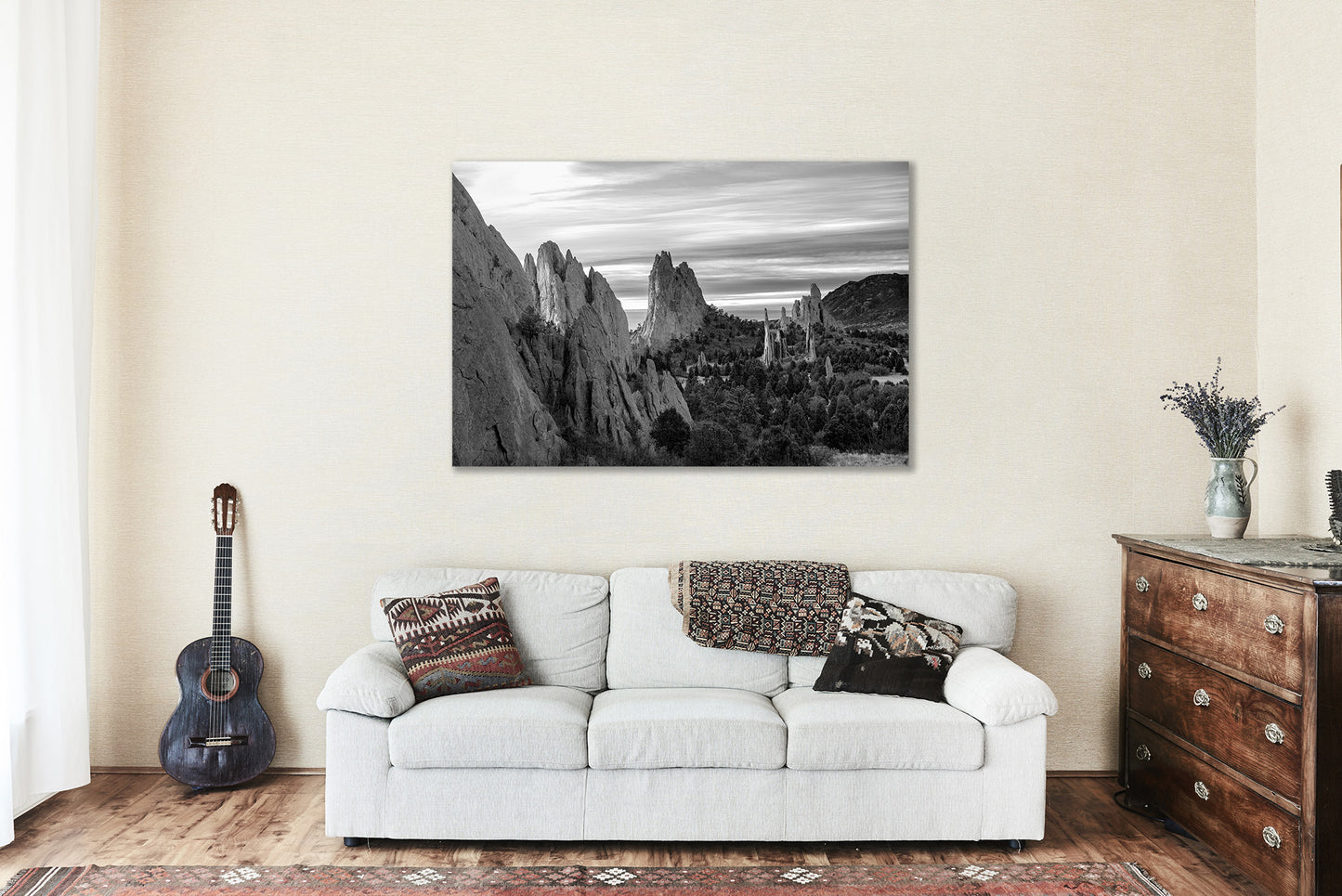 Rocky Mountain Wall Art - Metal Print of Garden of the Gods in Colorado Springs in Black and White - Western Landscape Photo Artwork Decor