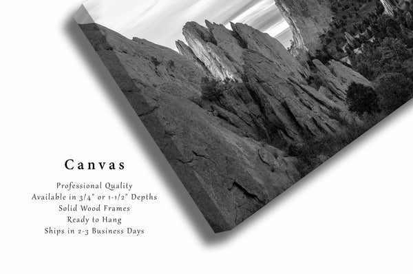 Landscape Canvas Wall Art - Black and White Gallery Wrap of Garden of the Gods in Colorado Springs - Photography Artwork Photo Decor