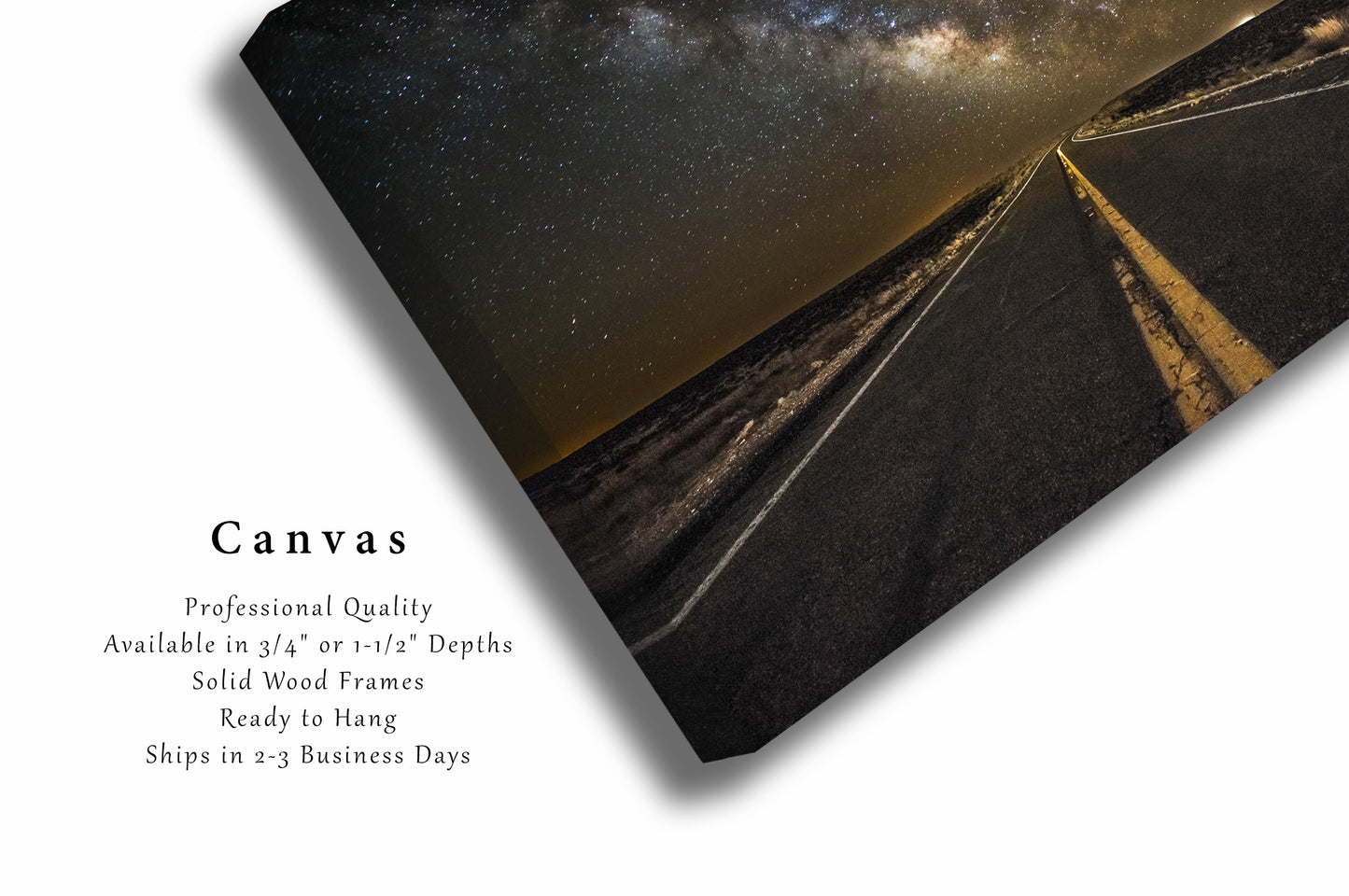 Night Sky Canvas Wall Art (Ready to Hang) Gallery Wrap of Highway Leading to Milky Way Rising Above Horizon in Arizona Desert Photography Celestial Decor