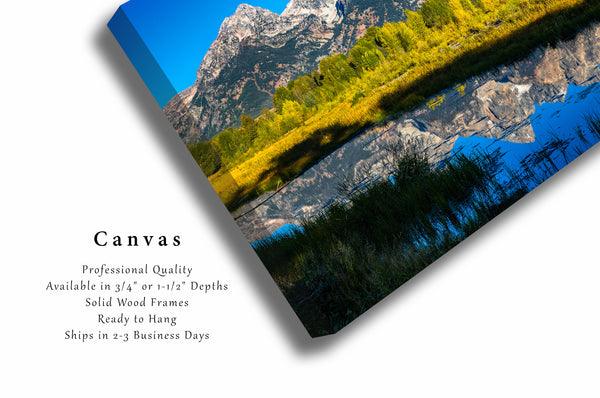 Western Canvas Wall Art - Gallery Wrap of of Grand Tetons on Autumn Day in Wyoming - Rocky Mountains Photography Artwork Photo Decor