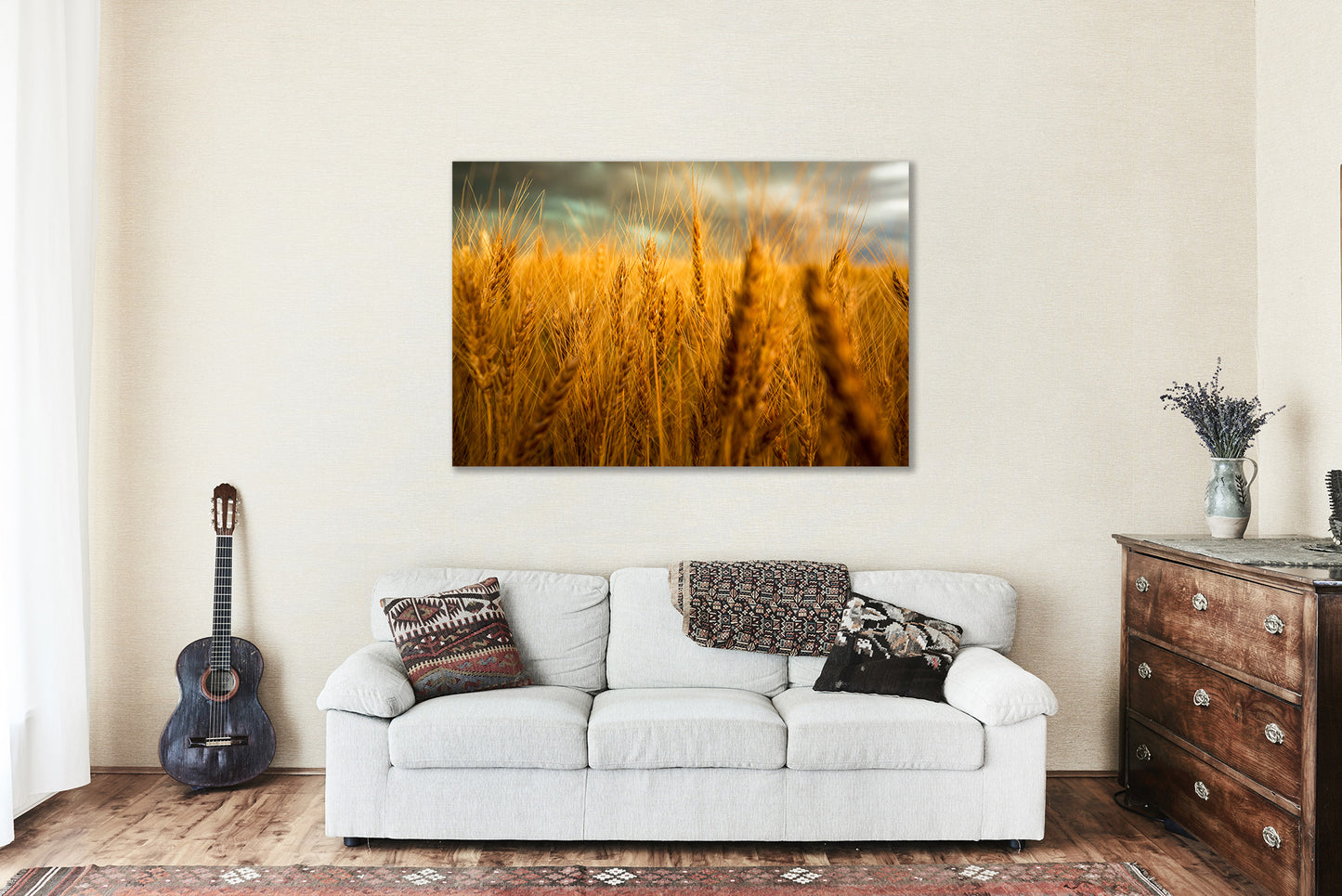 Country Metal Print (Ready to Hang) Photo on Aluminum of Golden Stalks in Wheat Field at Harvest Time in Colorado Farm Wall Art Farmhouse Decor