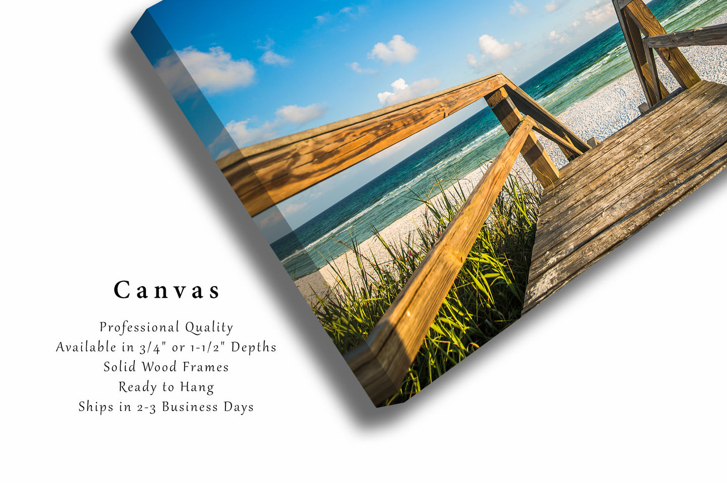 Gulf Coast Canvas Wall Art (Ready to Hang) Gallery Wrap of Sandy Boardwalk Leading to Emerald Waters near Destin Florida Beach Photography Coastal Decor