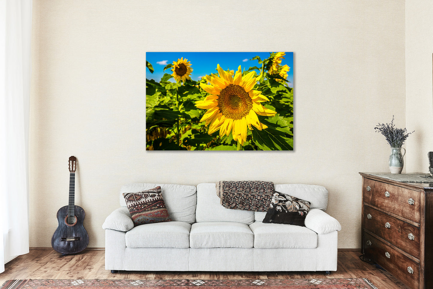 Canvas Wall Art | Large Sunflower Photo | Country Gallery Wrap | Kansas Photography | Flower Picture | Farmhouse Decor