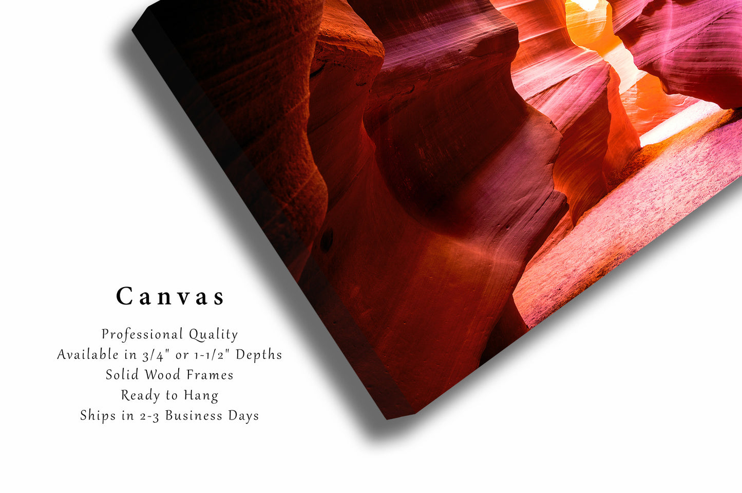 Antelope Canyon Canvas Wall Art (Ready to Hang) Gallery Wrap of Slot Canyon Walls Shaped as Hourglass in Arizona Desert Photography Southwestern Decor