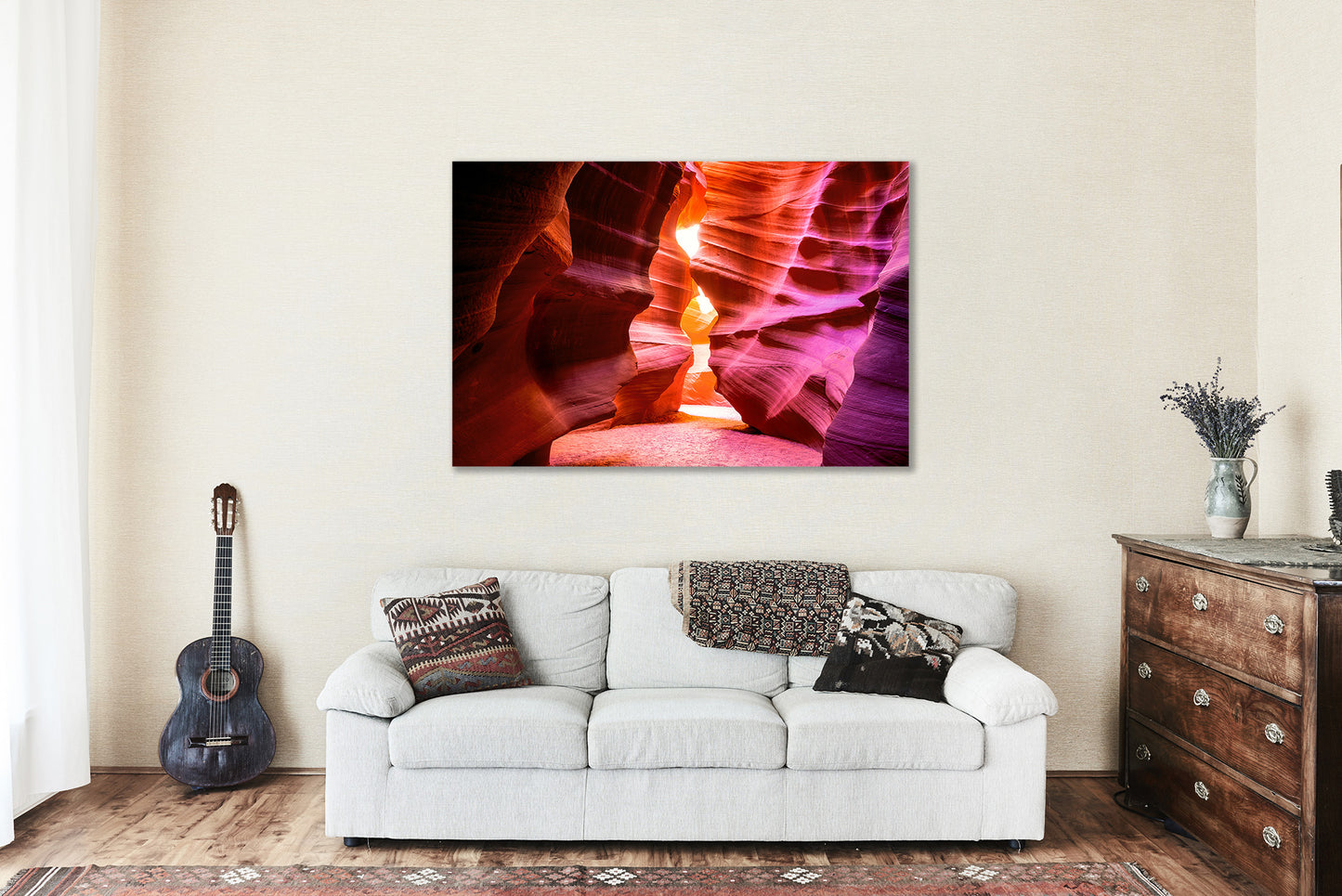 Antelope Canyon Canvas Wall Art (Ready to Hang) Gallery Wrap of Slot Canyon Walls Shaped as Hourglass in Arizona Desert Photography Southwestern Decor