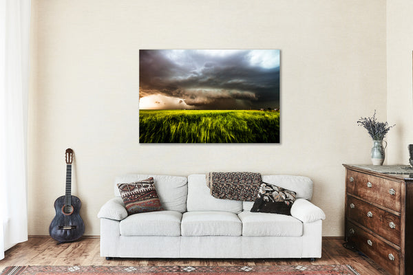 Canvas Wall Art | Supercell Thunderstorm Over Wheat Field Photo | Weather Gallery Wrap | Oklahoma Photography | Sky Picture | Nature Decor