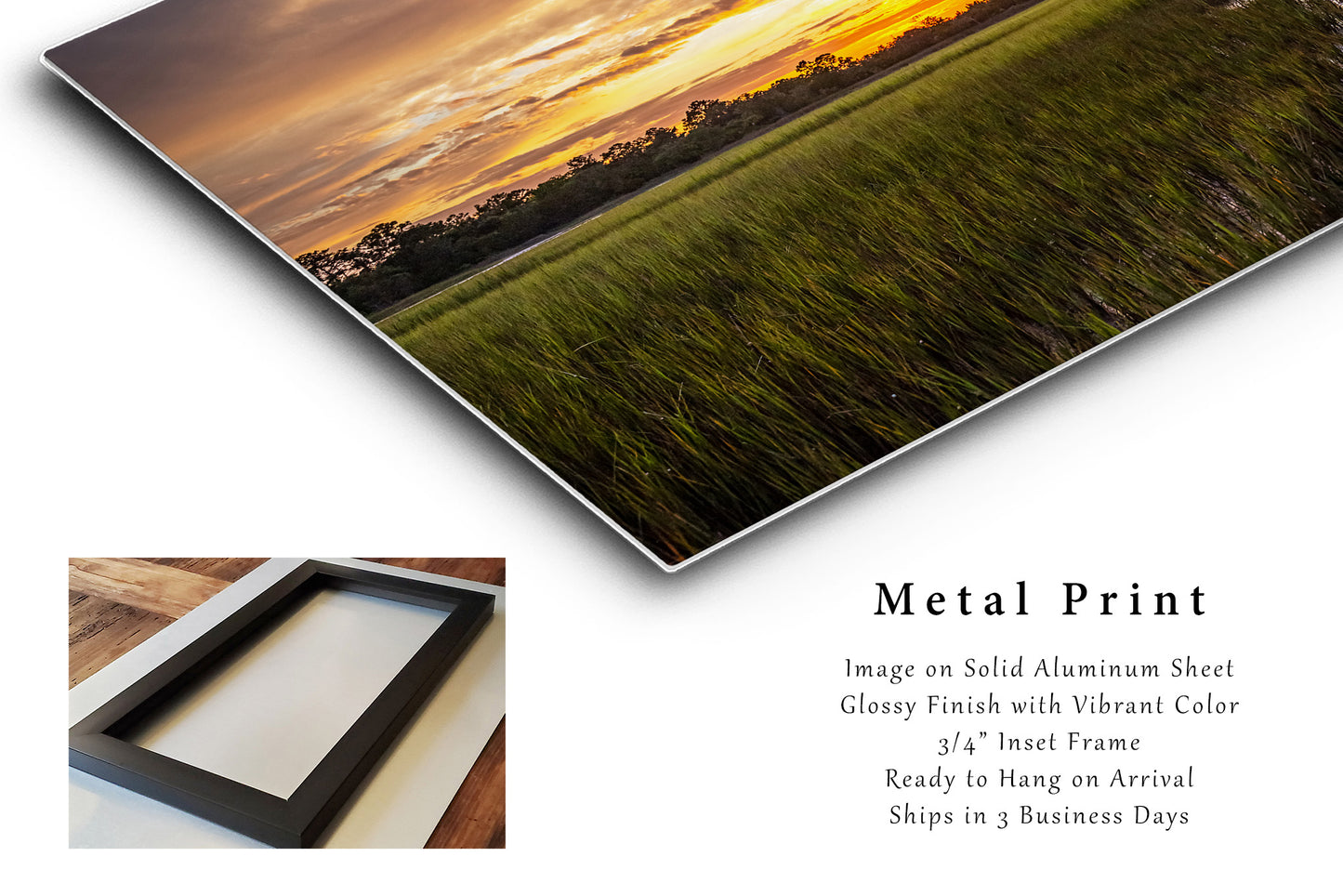 Metal Print | Salt Marsh at Sunset Photo | South Carolina Artwork | Lowcountry Wall Art | Atlantic Coast Photography | Coastal Decor