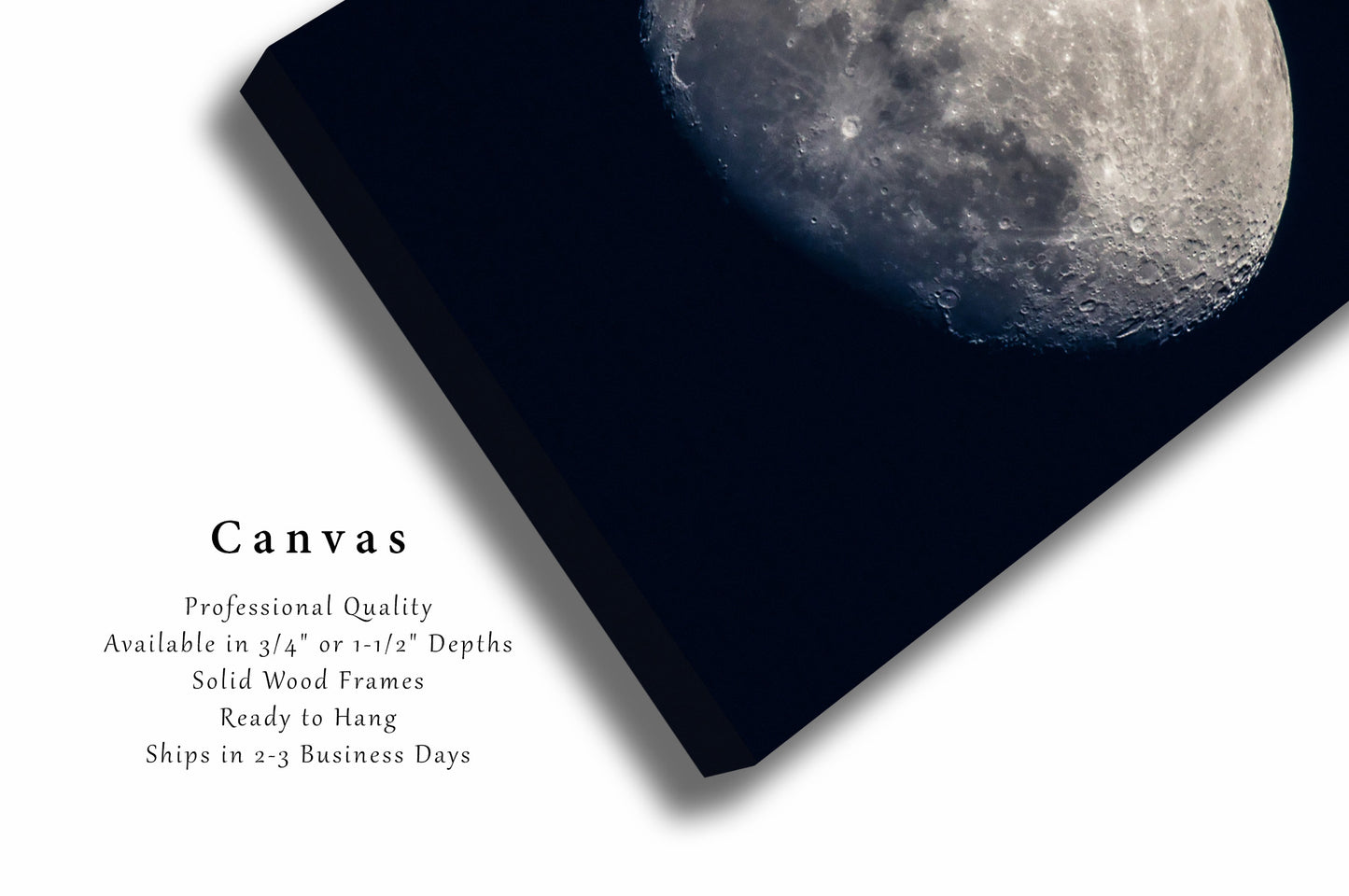 Canvas Wall Art | Waxing Gibbous Moon Photo | Space Gallery Wrap | Night Sky Photography | Lunar Picture | Celestial Decor