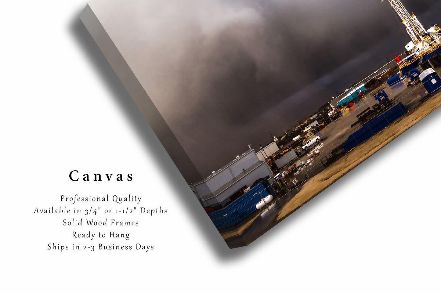 Oilfield Canvas Wall Art - Gallery Wrap of Drilling Rig in Storm on Spring Day in Oklahoma - Oil and Gas Photography Artwork Decoration