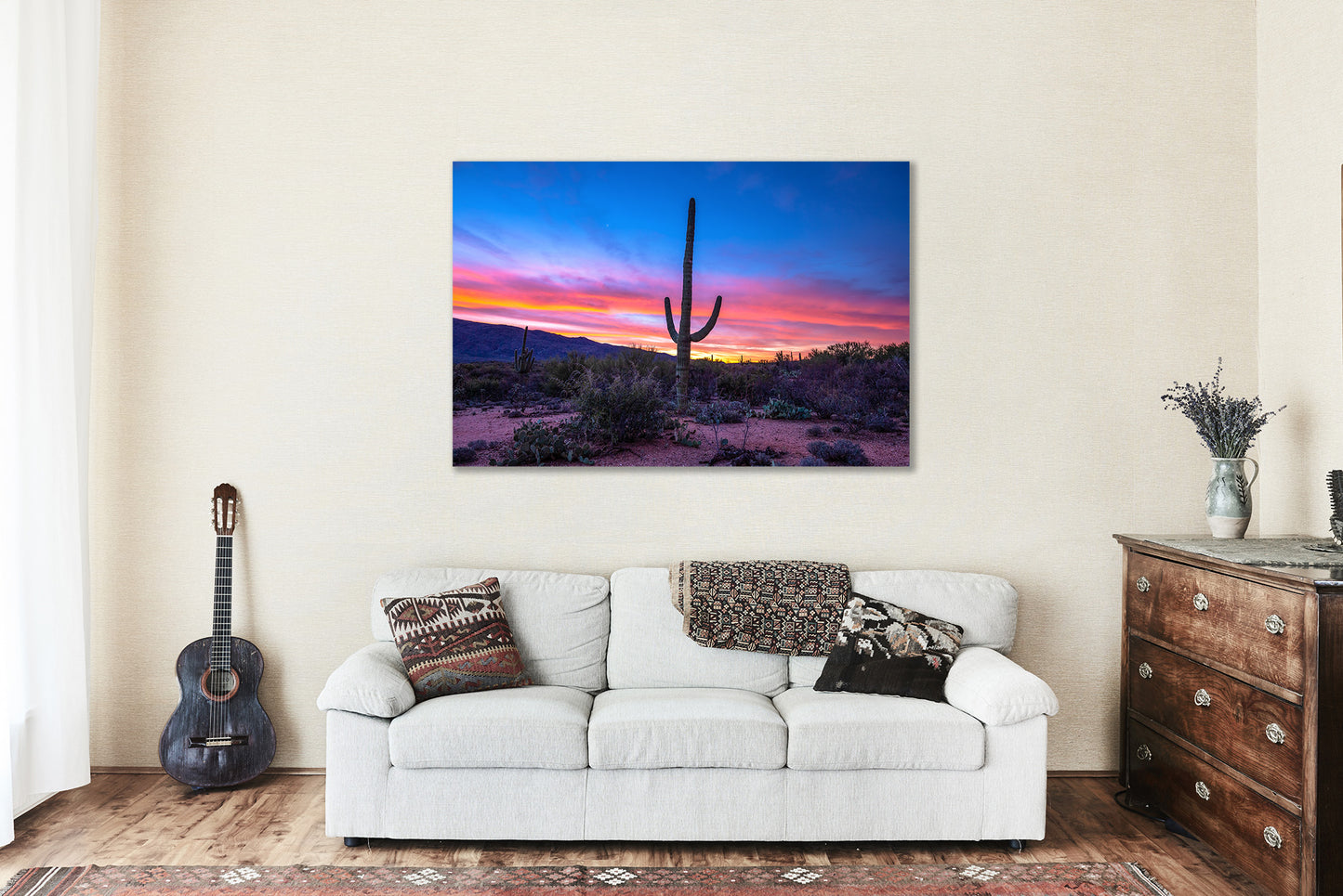 Canvas Wall Art | Saguaro Cactus at Sunrise in Sonoran Desert Photo | Arizona Photography | Nature Gallery Wrap | Southwestern Decor