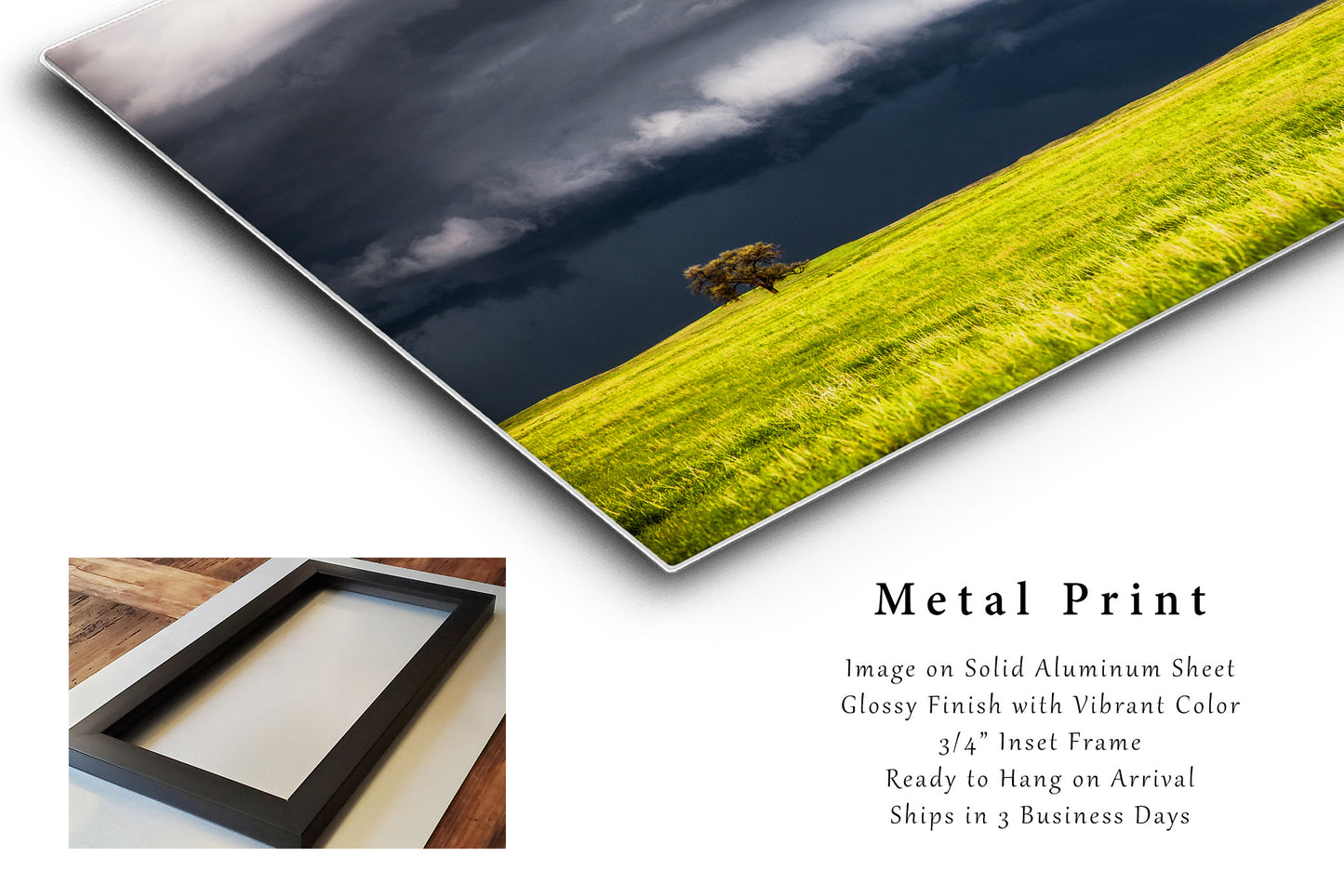 Storm Metal Print | Lone Tree Photography | Thunderstorm Wall Art | Nebraska Photo | Great Plains Decor | Ready to Hang