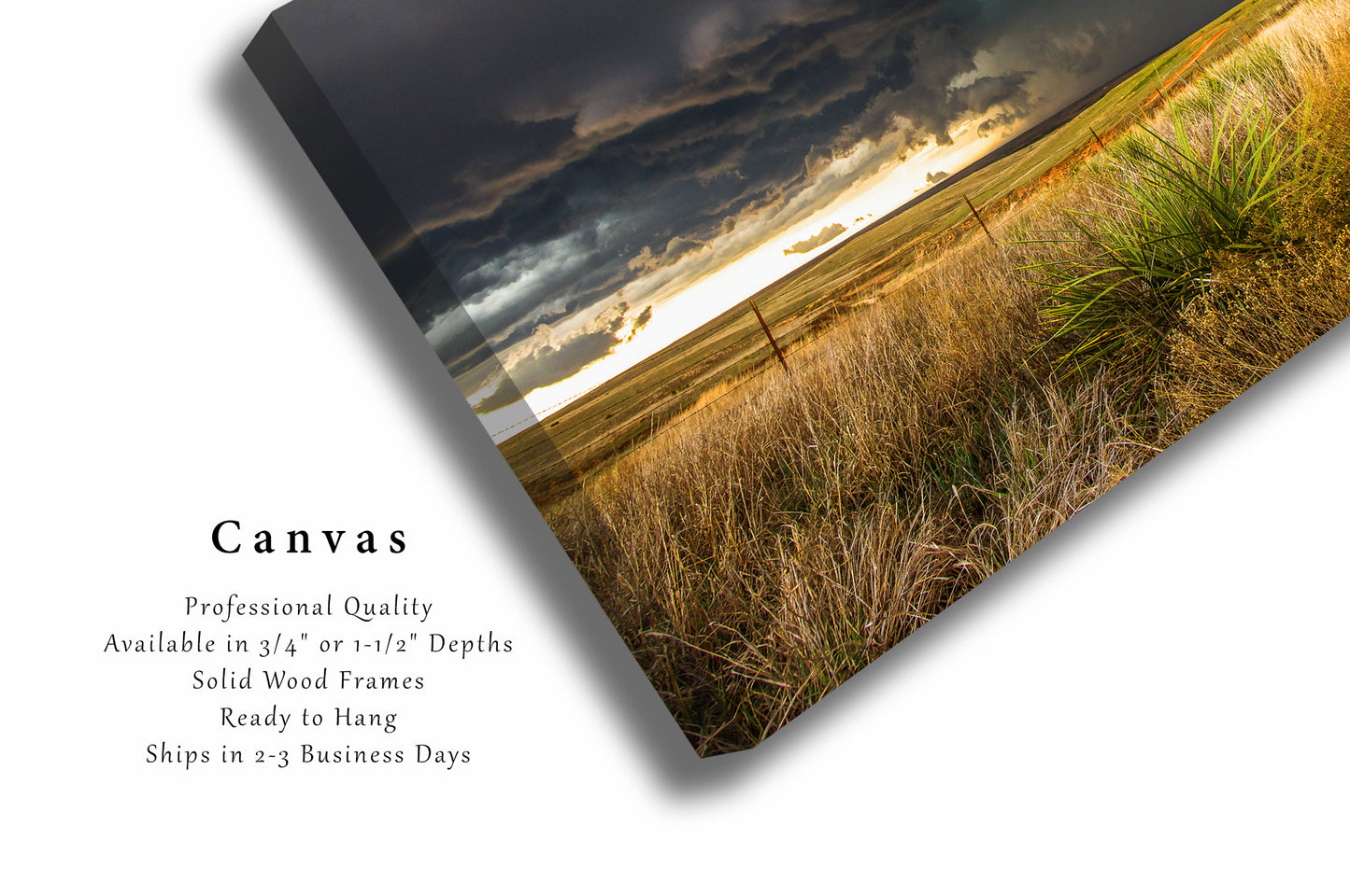 Storm Canvas Wall Art (Ready to Hang) Gallery Wrap of Thunderstorm Over Open Prairie in Texas Panhandle Great Plains Photography Western Decor