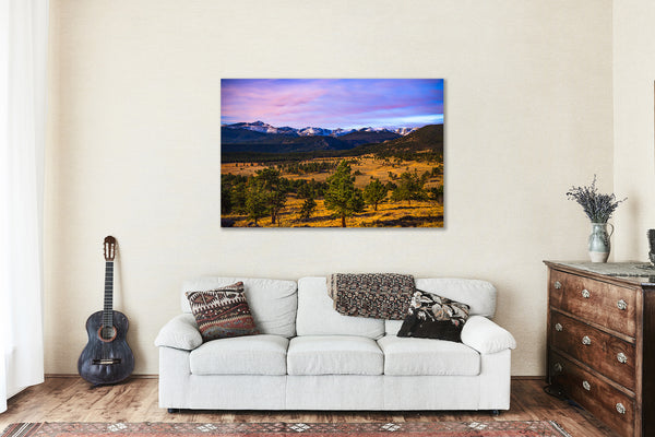 Canvas Wall Art | Snow Capped Peaks Photo | Estes Park Gallery Wrap | Colorado Photography | Rocky Mountains Picture | Western Decor