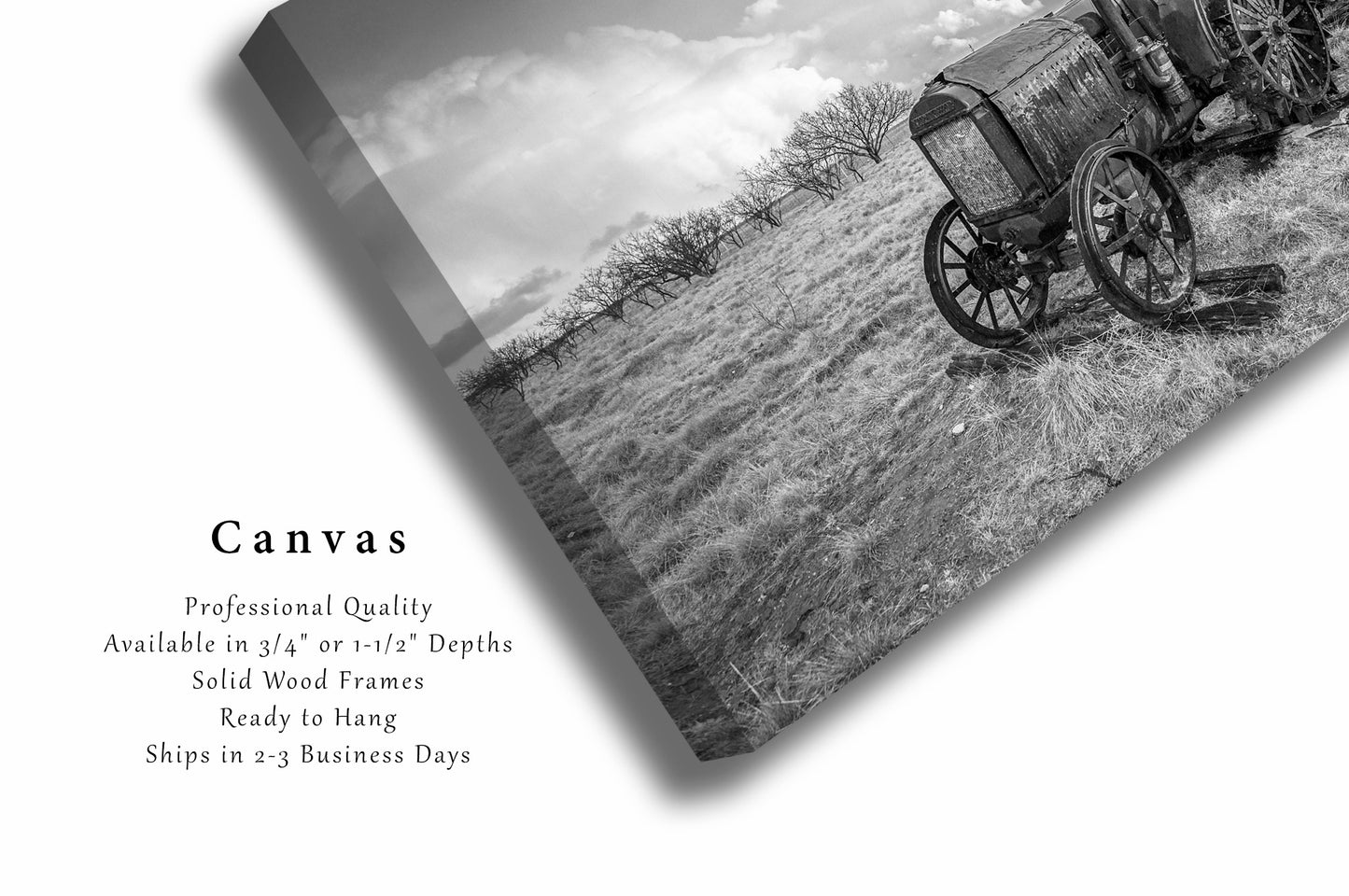 Classic Tractor Canvas | McCormick-Deering Gallery Wrap | Black and White Photography | Rustic Farm Wall Art | Farmhouse Decor | Ready to Hang