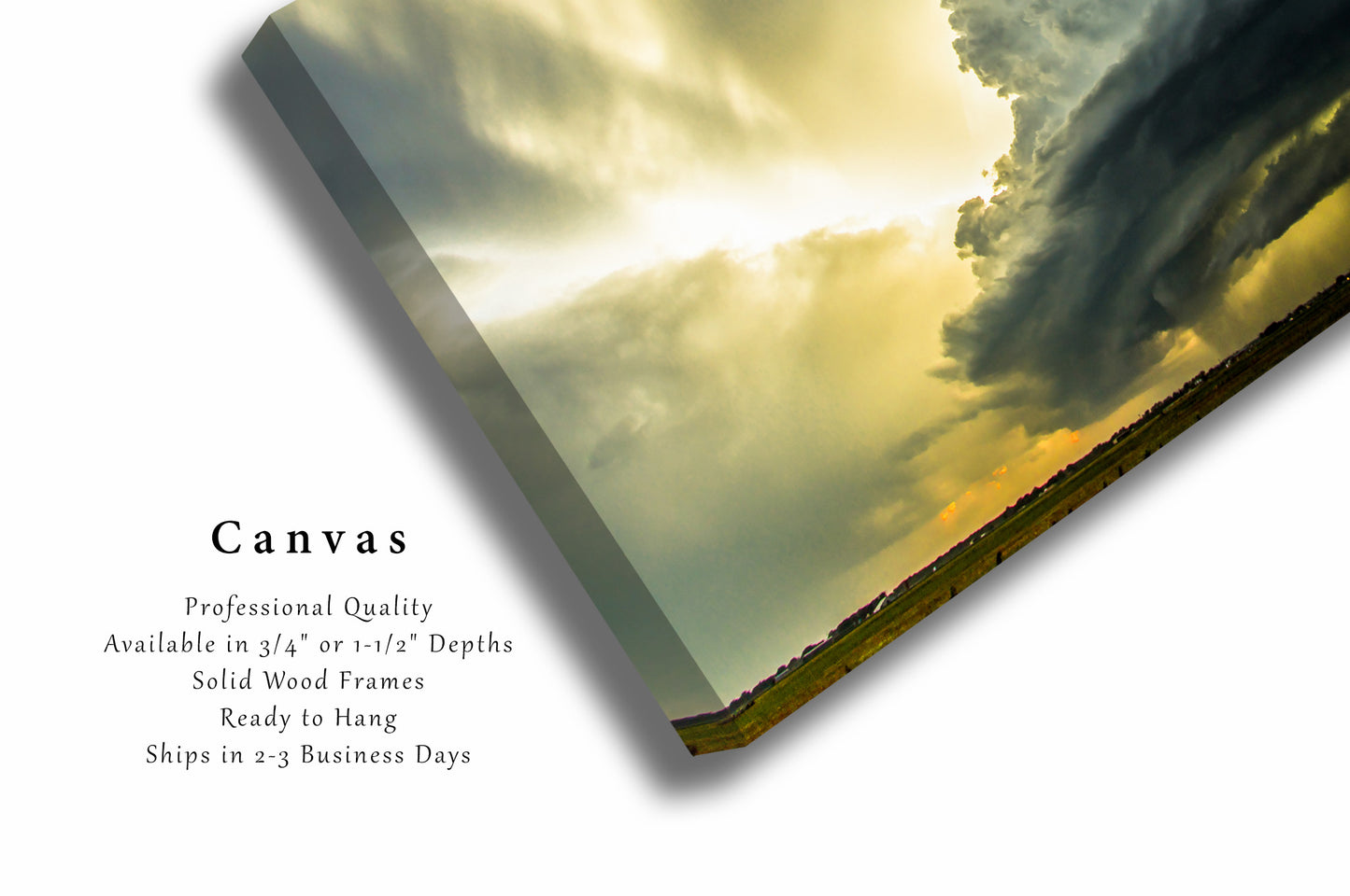Storm Canvas Wall Art - Gallery Wrap of Supercell Thunderstorm on Spring Day in Oklahoma - Weather Landscape Photography Artwork Photo Decor