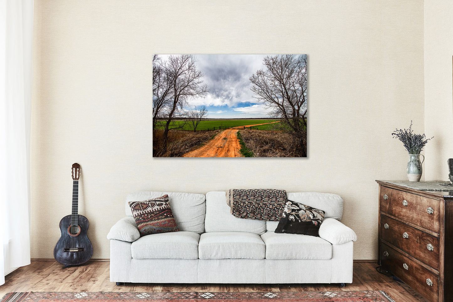 Canvas Wall Art | Country Road Picture | Nostalgic Gallery Wrap | Oklahoma Photography | Great Plains Photo | Farmhouse Decor