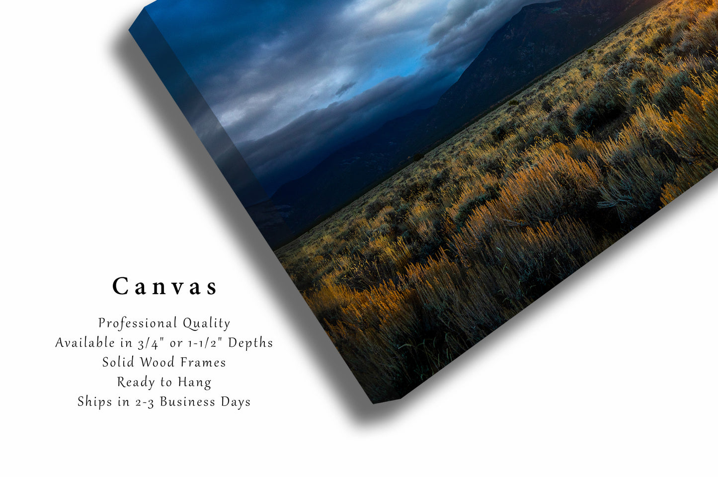 Southwest Canvas Wall Art - Gallery Wrap of Taos Mountain with Sun Twinkle in Taos New Mexico Landscape Photography Western Decor
