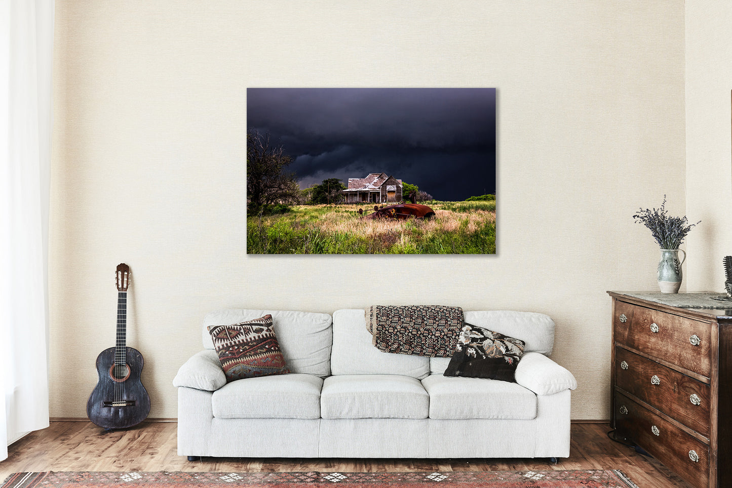Canvas Wall Art | Abandoned House and Classic Cotton Gin Picture | Country Gallery Wrap | Texas Photography | Modern Farmhouse Decor