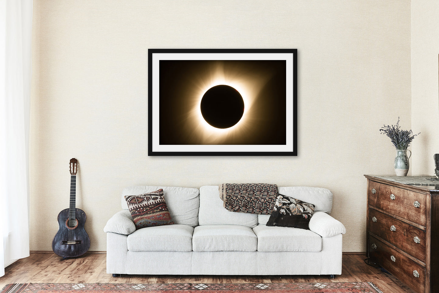 Framed Celestial Print (Ready to Hang) Photo on Aluminum of Total Solar Eclipse at Totality in Nebraska Sun Moon Wall Art Science Decor