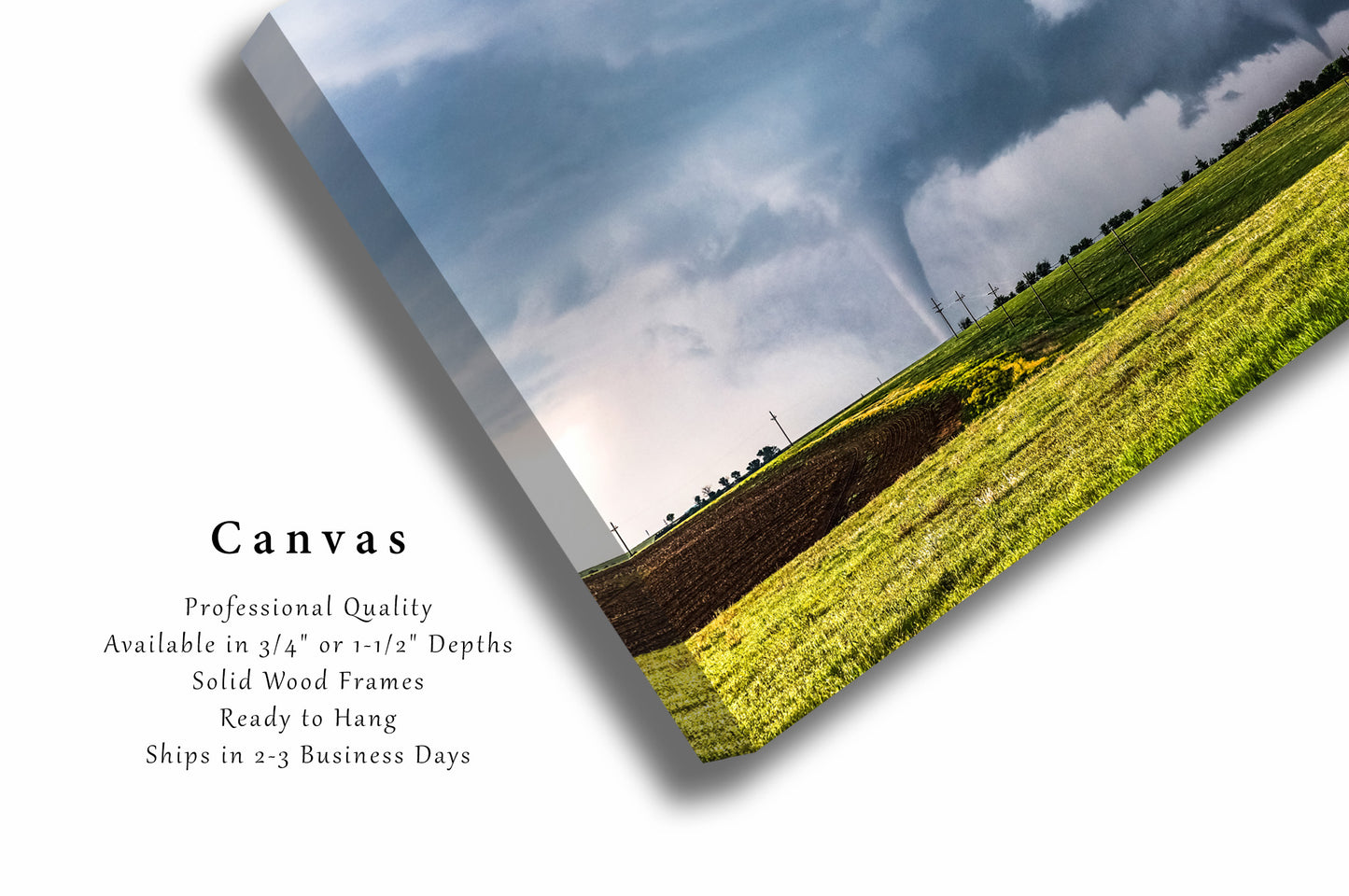 Canvas Wall Art - Gallery Wrap of Two Tornadoes at Same Time on Spring Day in Kansas - Storm Photography Weather Photo Artwork Decor